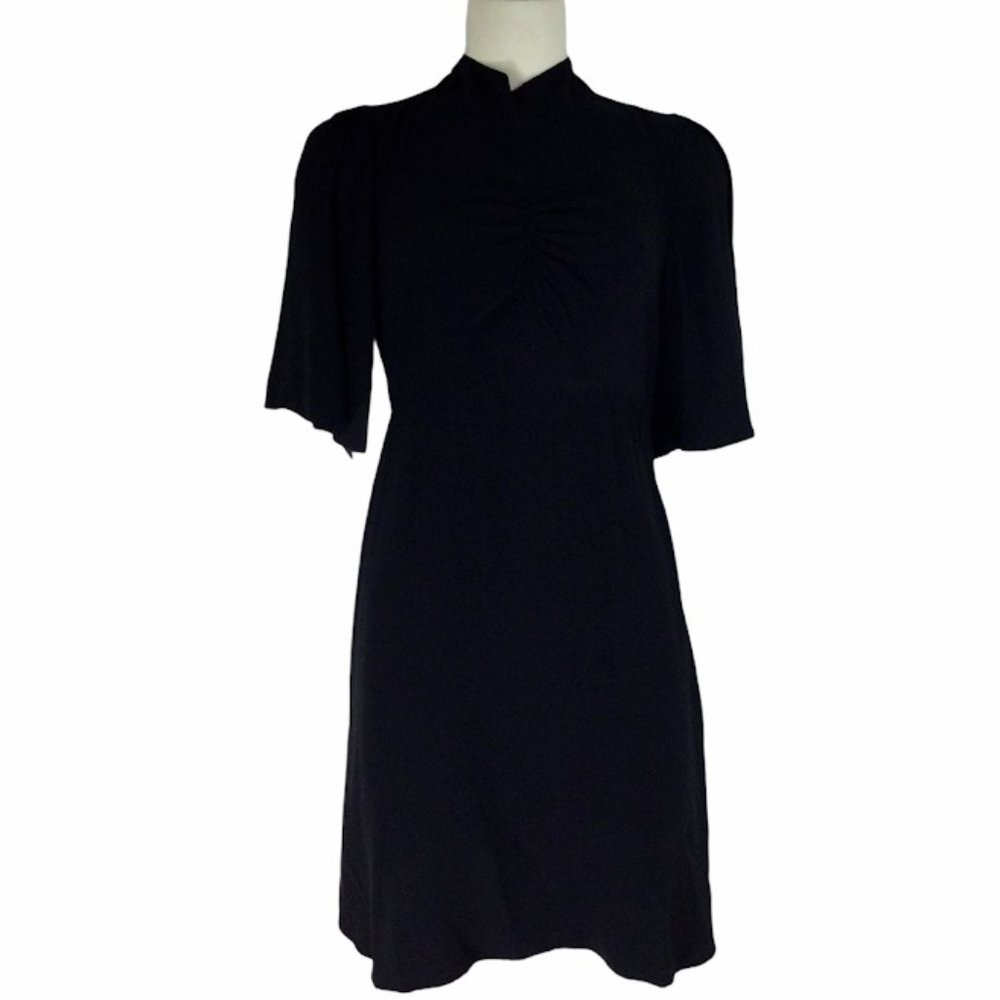 Free People Be My Baby Black Mock Neck Ruched Boho